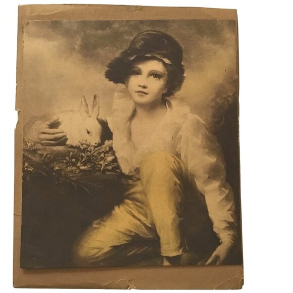 SIR HENRY RAEBURN Boy with Rabbit Photo Print Framed Rustic Cottagecore Wall Art - Picture 7 of 9